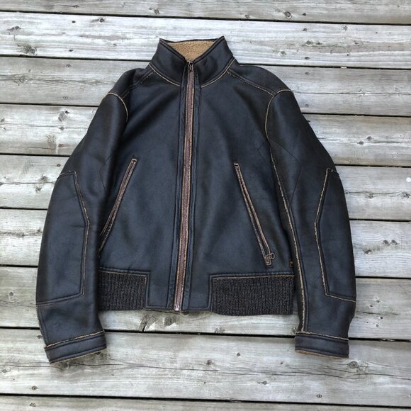 Vintage Hugo Boss Shearling Leather Jacket - Picture 2 of 12